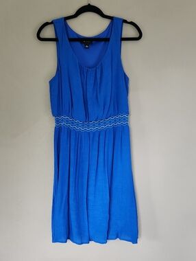 AB Studio Cobalt Blue Sleeveless Scoop-Neck Dress with Smocked Waist